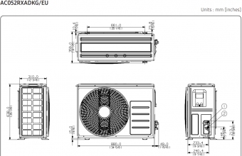 Samsung-bevėjės-mini 4-kryptės-5.00-5.50-kW-kasetės-išorinio-bloko-brėžinys